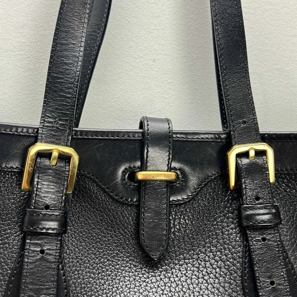 Vintage Dooney & Bourke Black All Weather Leather Pebbled Tote Gold Hardware - Picture 4 of 15